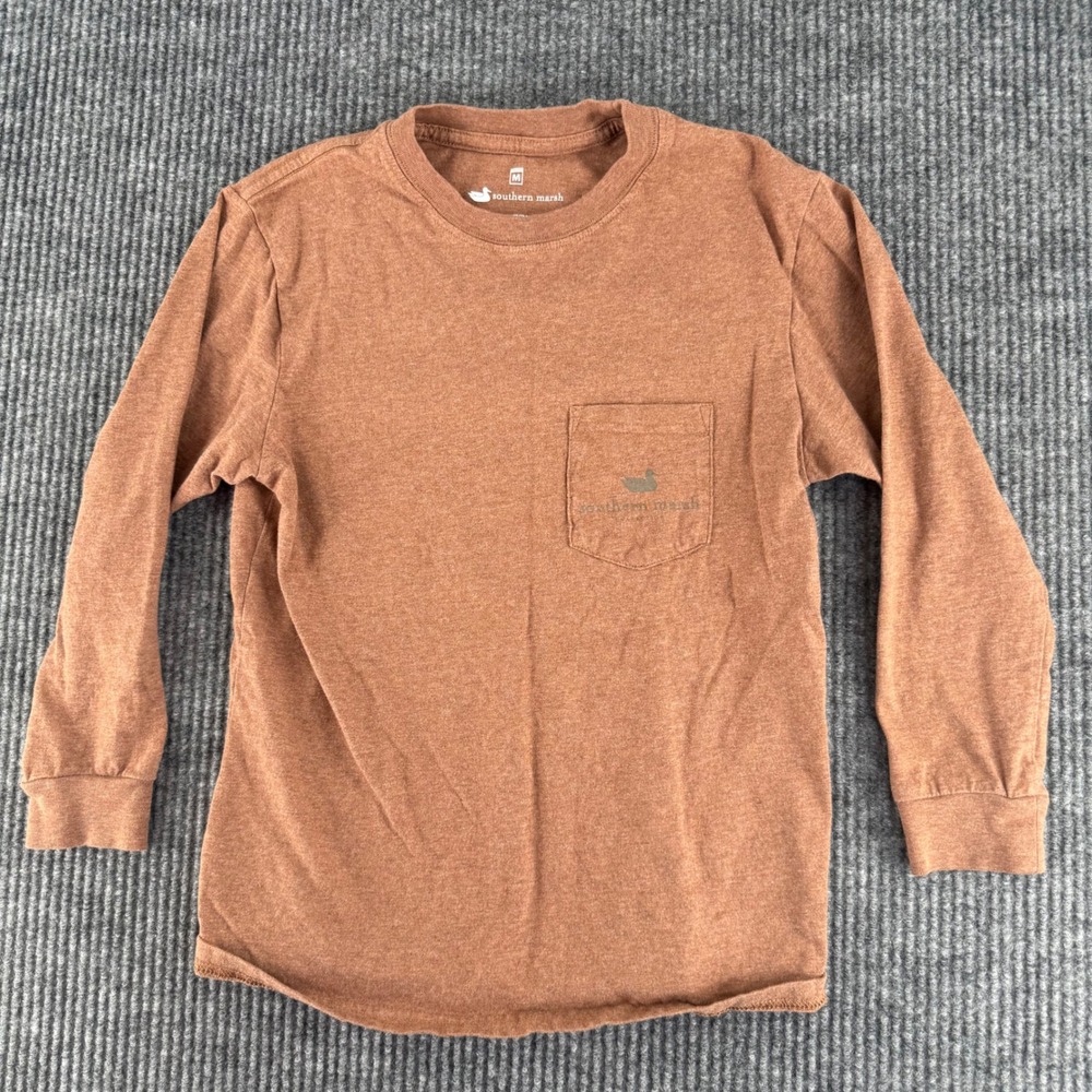 Southern Marsh Long Sleeve Tee Youth Size M Brown Excellent Deer Graphic Pocket